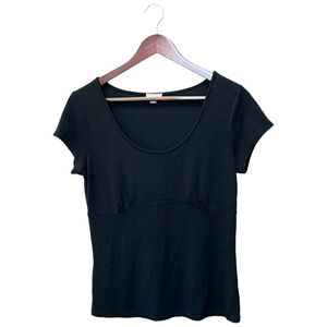 Ann Taylor Women's Black Scoop Neck Short Sleeve Top Size S Career Gothic‎